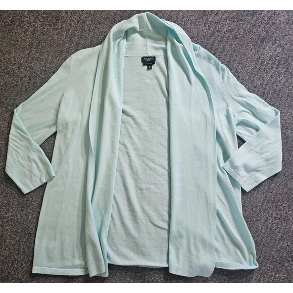 Talbots Cardigan Top Women PM  Light Blue Open Pima Cotton Long Sleeve Sweater - Picture 1 of 7